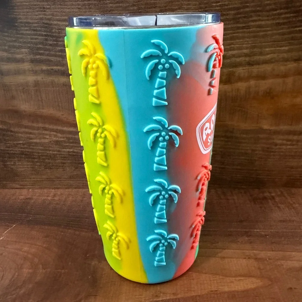 Ron Jon Surf Shop Multi-Color Palm Tree Silicone Sleeve Insulated Tumbler G-20B